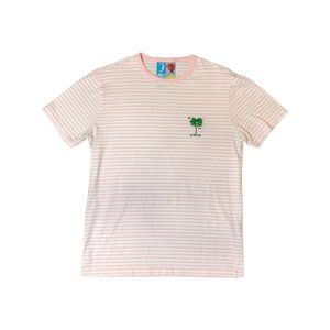 White/Pink Striped Tee, Size S